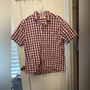 Men's Red and White Checkered Shirt